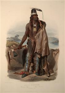 Abdih- Hiddisch. A Minatarre Chief, plate 24 from Volume 1 of 'Travels in the Interior of North America' - Karl Bodmer