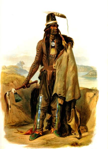 Abdih Hiddisch, Mandan Chief, 1832 - Karl Bodmer