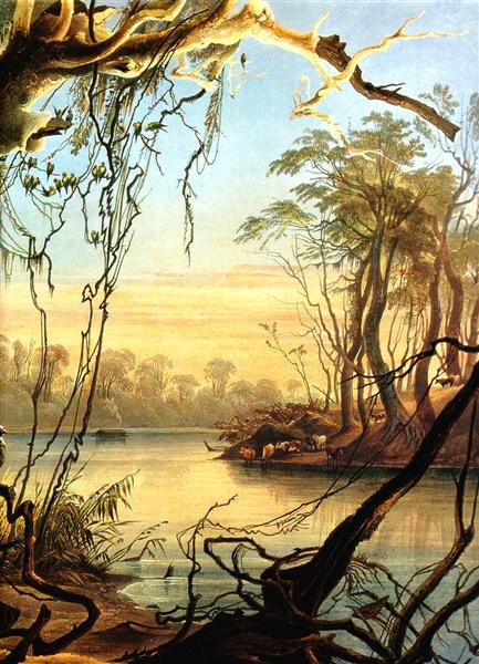 Mouth of the Wabash [ Indiana ], 1833 - Карл Бодмер