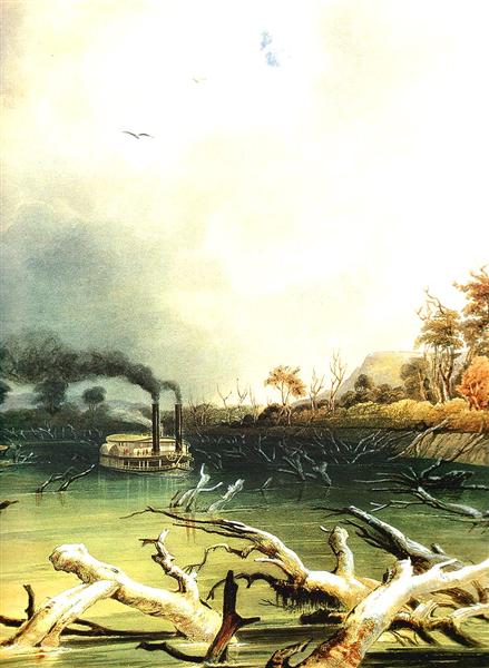 Snags on the Missouri River, 1833 - Карл Бодмер