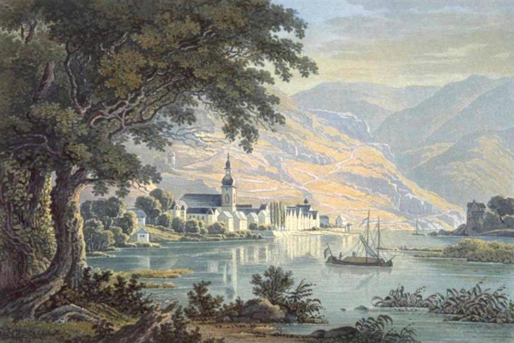 The town Zell on the Moselle River in Germany, 1841 - Karl Bodmer