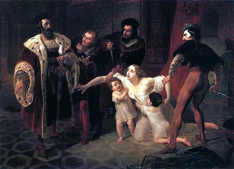 Death of Inessa de Castro, Morganatic Wife of Portuguese Infant Don Pedro, 1841 - Karl Pawlowitsch Brjullow