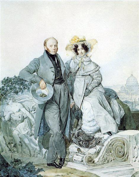 Portrait of G. N. and V. A. Olenin, 1827 - Karl Briulov