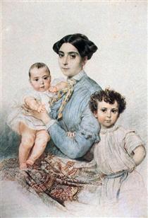 Portrait of Teresa Michele Tittoni with Sons - Karl Pawlowitsch Brjullow
