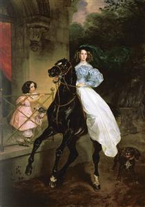 Rider. Portrait of Giovanina and Amacilia Pacini, the Foster Children of Countess Yu. P. Samoilova - Karl Pawlowitsch Brjullow