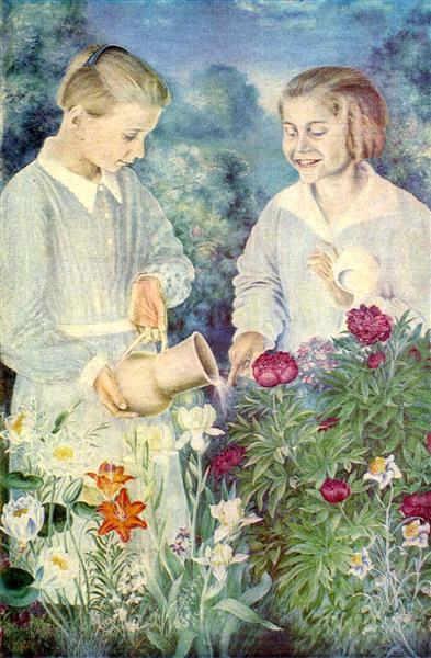 Portrait of the nieces, 1937 - 1939 - Екатерина Белокур