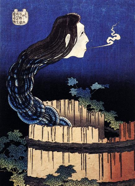A woman ghost appeared from a well - Katsushika Hokusai