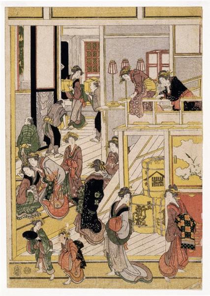 New Year's Days of the Teahouse Ogi-ya, 1808 - 1812 - 葛飾北齋