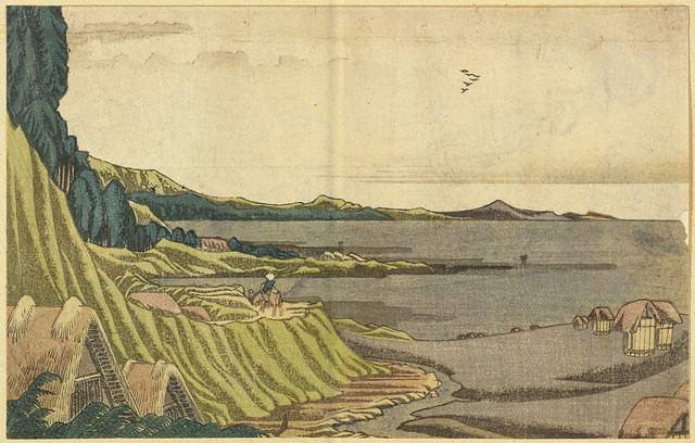 View of the beach at low tide Noboto from the coast to Gyôtoku - Katsushika Hokusai
