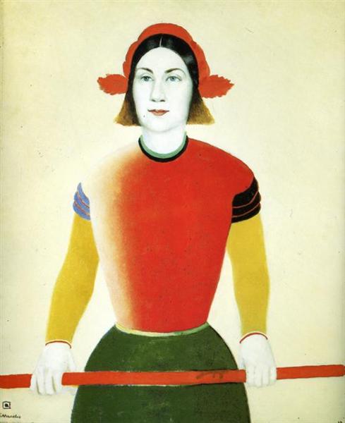 Дівчина з червоним флагштоком, 1933 - Казимир Малевич