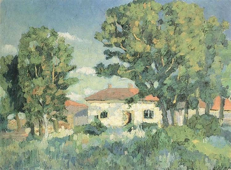 Landscape with white houses - Kazimir Malévich