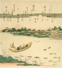 A Ferry Boat on the Sumida River - Keisai Eisen