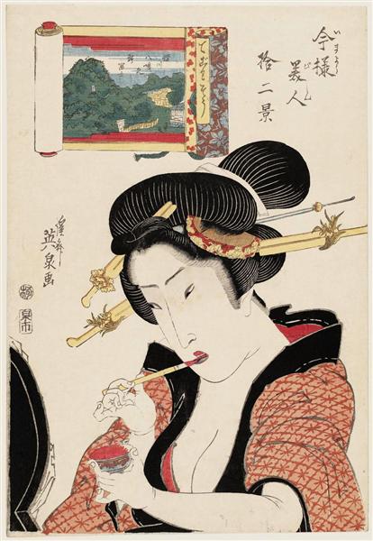 Fukagawa Hachiman no Shin Fuji, from the series Twelve Views of Modern Beauties (Imayô bijin jûni kei) - 溪齋英泉