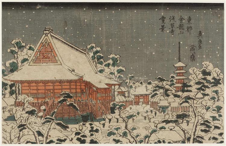 Snow Scene at Sensô-ji Temple at Kinryûzan in the Eastern Capital - Keisai Eisen