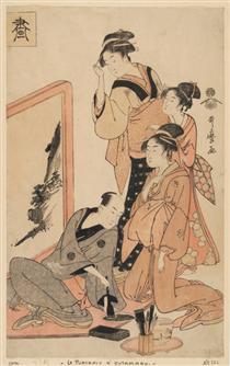 Yabai with Two Women - Keisai Eisen - WikiArt.org  Japanese woodblock  printing, Japanese prints, Japanese art