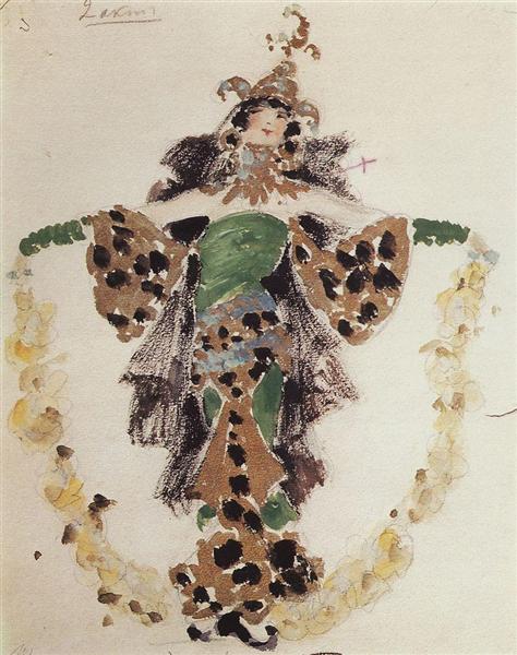 Khan's wife, costume design for C.Pugni`s ballet, 1901 - Konstantin Korovin