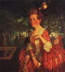 A Young Girl in a Red Dress (Girl with a Letter) - Konstantin Somov
