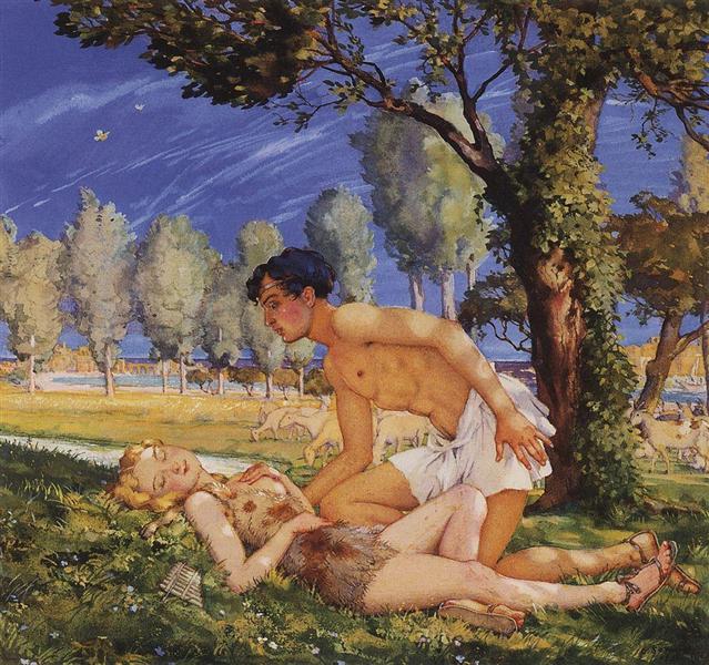 Illustration to the novel Daphnis and Chloe 4, 1930 - Konstantin Somov