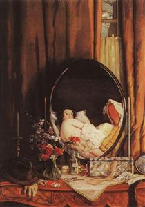 Intimate Reflection in the Mirror on the Dressing Table - Konstantin Andrejewitsch Somow