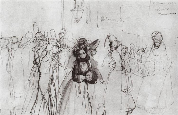 Sketch of the Illustrations to Gogol's 'Nevsky Prospect', 1901 - Konstantin Somov
