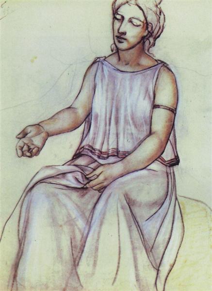 A woman in a chiton, 1910 - Kuzmá Petrov-Vodkin
