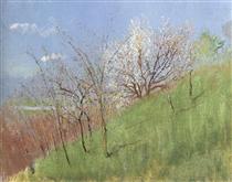 Hildside at Springtime (Little Landscape) - Laszlo Mednyanszky