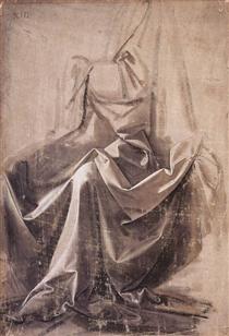Drapery for a seated figure - Léonard de Vinci