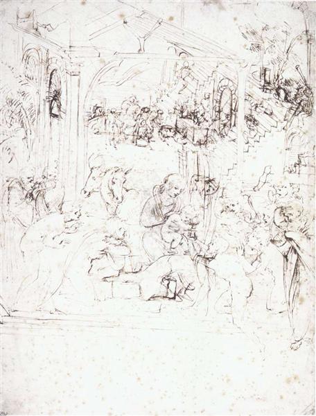 Study for the Adoration of the Magi, c.1480 - Léonard de Vinci