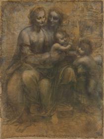 La Vierge, l'Enfant Jésus avec sainte Anne et saint Jean-Baptiste - Léonard de Vinci