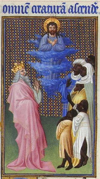 David Imagines Christ Elevated Above All Other Beings - Irmãos Limbourg
