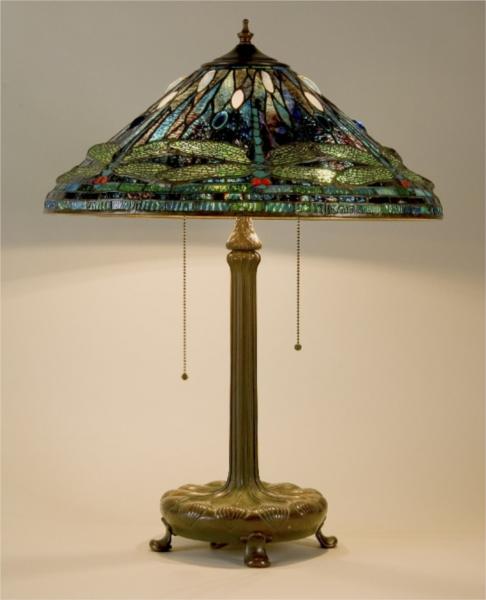 Library lamp. Dragonfly & Water design, 1910 - Louis Comfort Tiffany