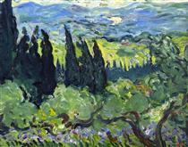 Italian Landscape, Cypresses - Луи Вальта