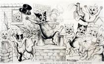 WHEN SUDDENLY THE LECTURE PLATFORM BECAME TOO HOT TO HOLD HIM - Louis Wain