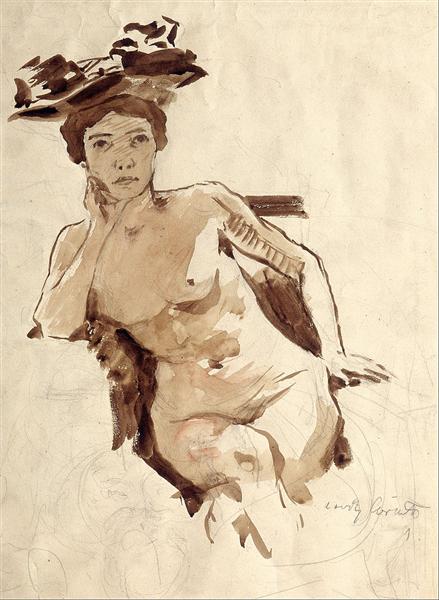 Female Semi-Nude with Hat, 1910 - Lovis Corinth
