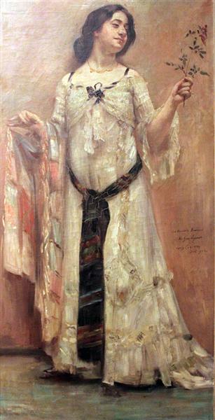 Portrait of Charlotte Berend in white dress, 1902 - Lovis Corinth