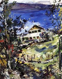 The Walchensee, Country House with Washing on the Line - Lovis Corinth