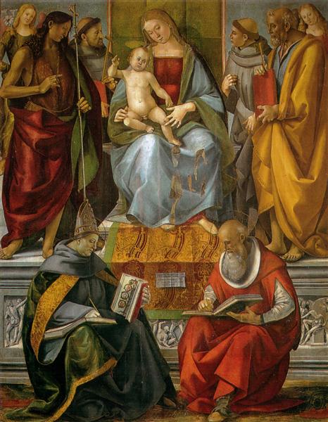 Thronende Madonna mit Heiligen, 1491 - Luca Signorelli