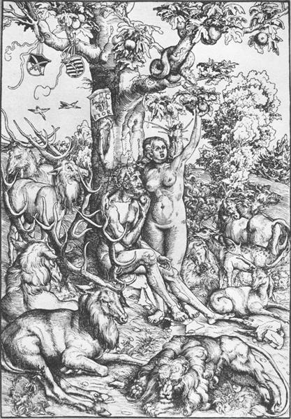 Адам и Ева в Раю, 1509 - Лукас Кранах Старший