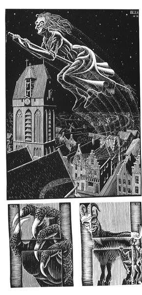 Схоластика (Літаюча відьма), 1931 - Мауріц Корнеліс Ешер