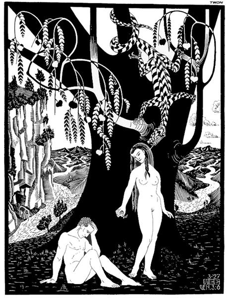 The Fall of Man, 1927 - Maurits Cornelis Escher