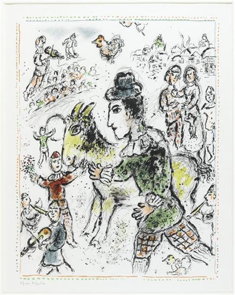 Clown with the yellow goat, 1982 - Marc Chagall