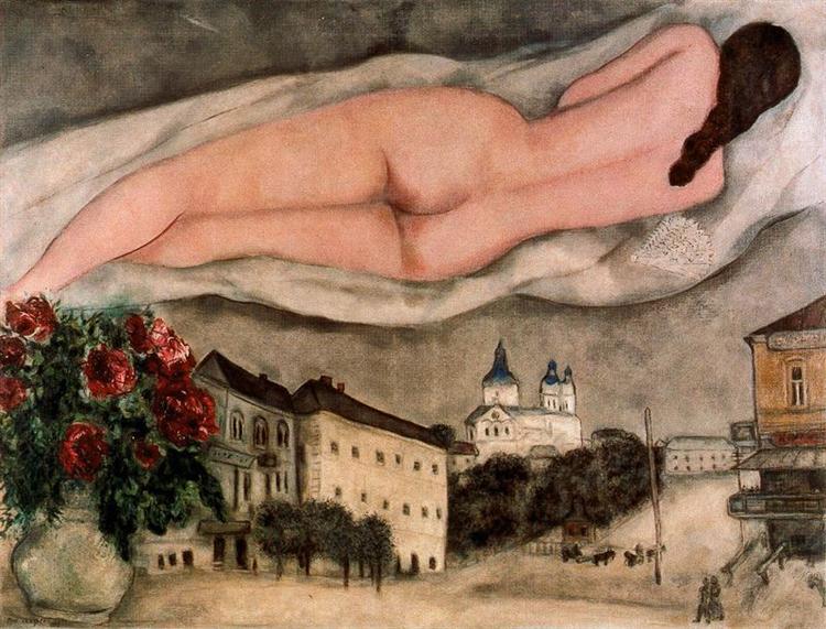 Обнаженная над Витебском, 1933 - Марк Шагал