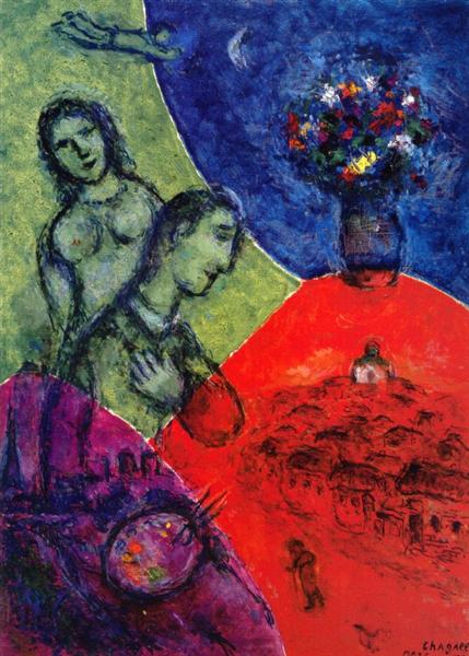 Self Portrait with Bouquet, 1981 - Marc Chagall