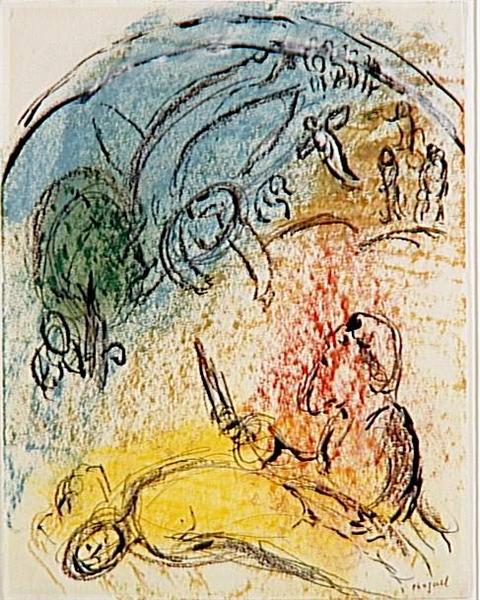 The sacrifice of Isaac, c.1964 - Marc Chagall