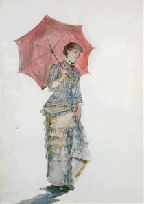 Mulher com um guarda-chuva - Marie Bracquemond