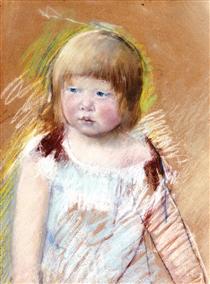 Child with Bangs in a Blue Dress - 玛丽·卡萨特