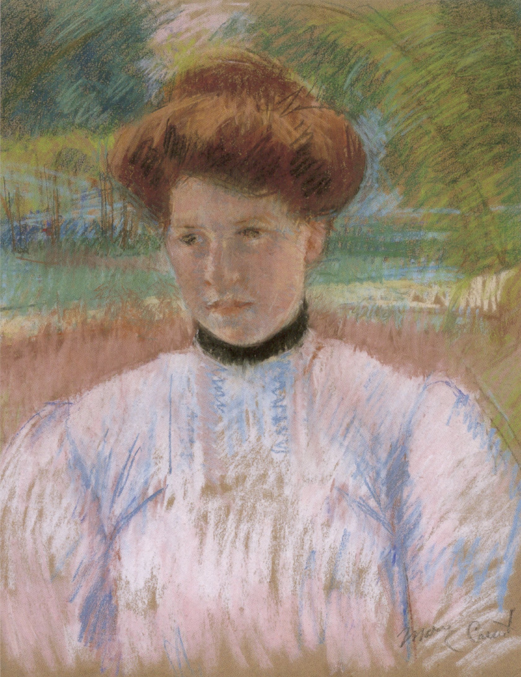 Young Woman With Auburn Hair In A Pink Blouse 1895 Mary