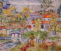 Figures and Donkeys (also known as Fantasy with Horse) - Maurice Prendergast