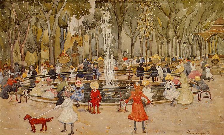In Central Park, New York, c.1900 - c.1901 - Maurice Prendergast