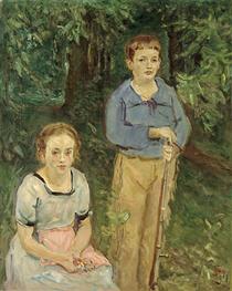 Portrait of Nina and Wolfgang Slevogt (Children in the Forest) - Макс Слефогт